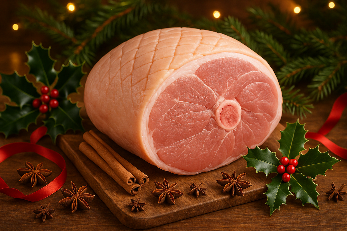 Raw Gammon On Bone with Christmas theme