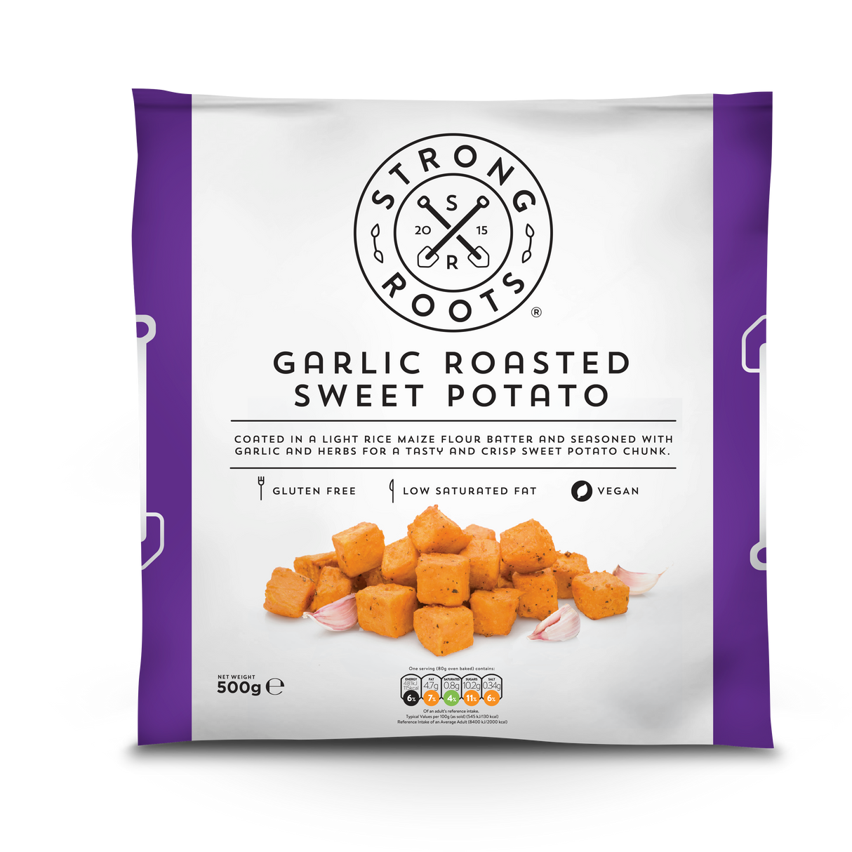Garlic Roast Sweet Potato Cubes By Strong Roots
