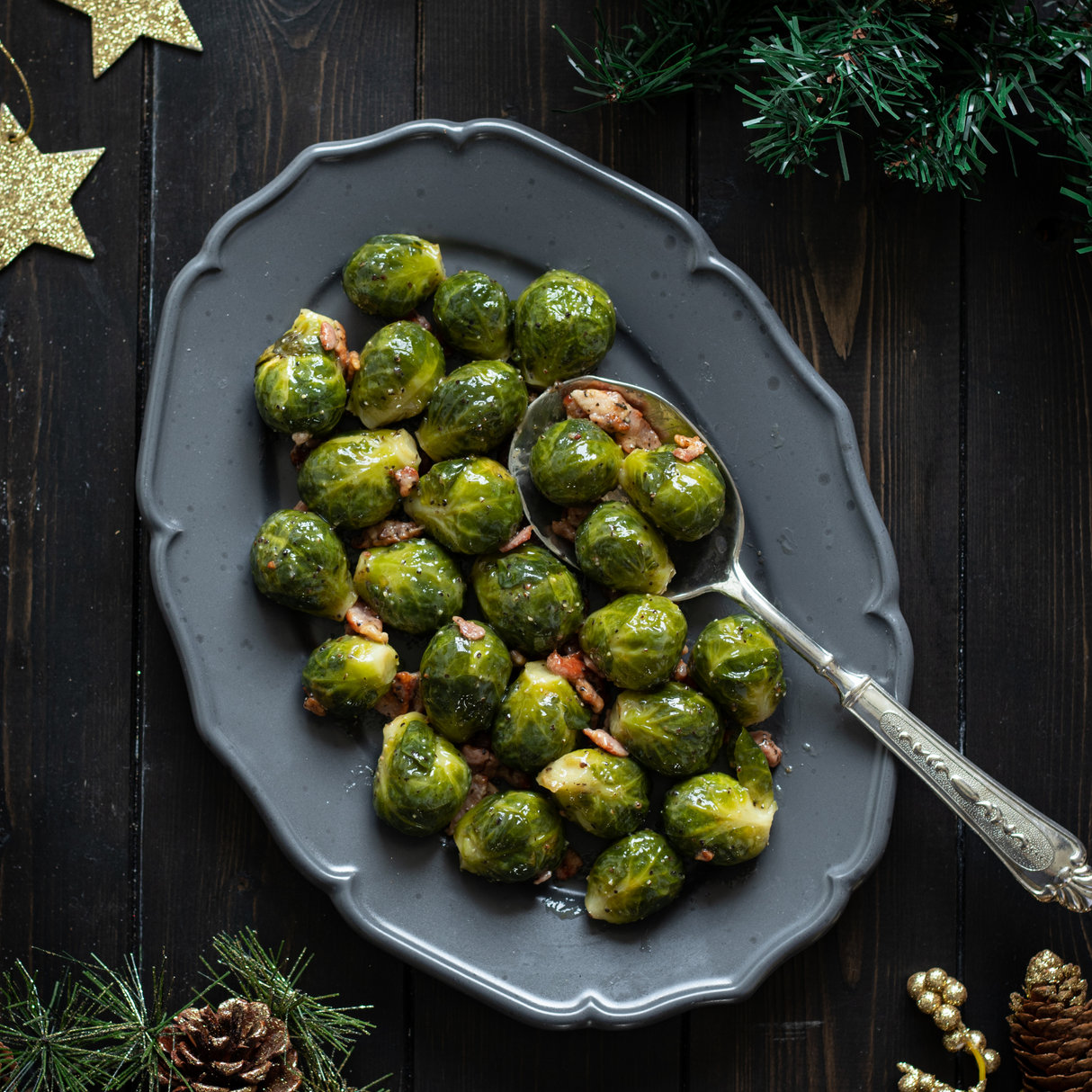 Sprouts with Pancetta and Irish Ham Pieces