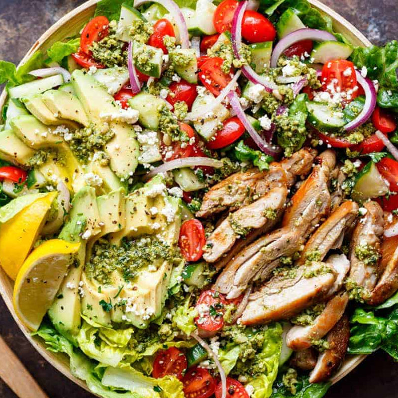 Pesto Grilled Chicken Avocado Salad