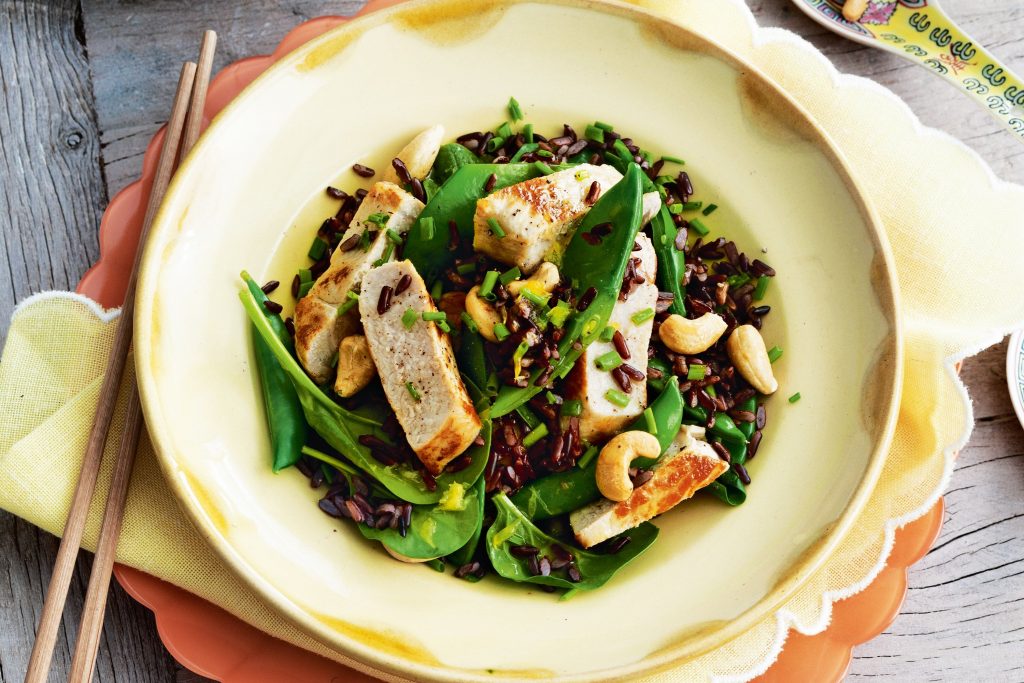 Black Rice Salad with Pork and Cashews