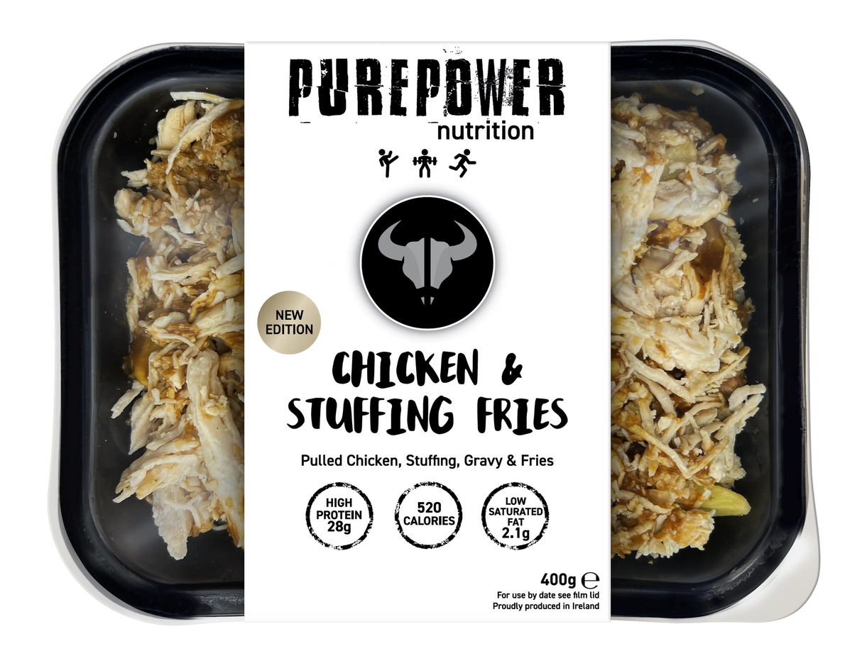 Purepower chicken and stuffing fries, high-protein clean meal