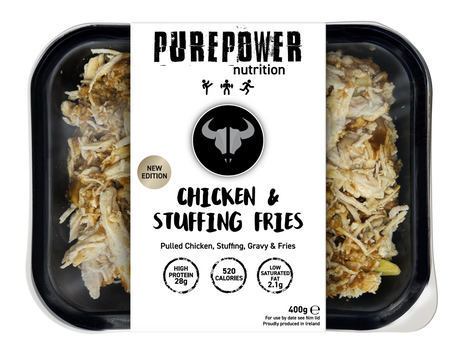 Purepower chicken and stuffing fries, high-protein clean meal