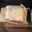 Guaranteed Irish pork belly available in three sizes, bone-in with crackling